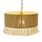 Hello Honey® 16" Brown Coastal Pendant Lamp with Natural Paper Rope Shade, Fringe Detail and Iron Base